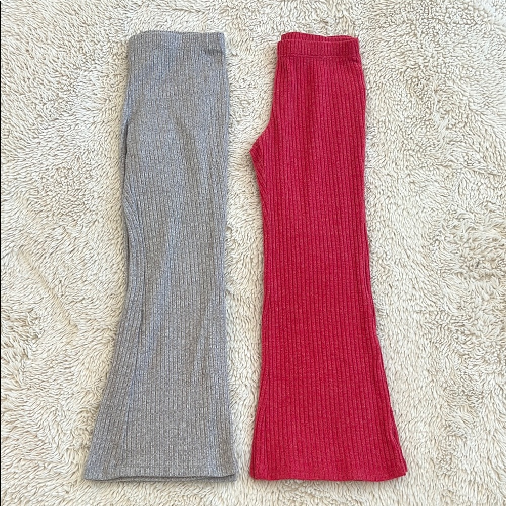 Set of 2 girls flare ribbed sweater pants